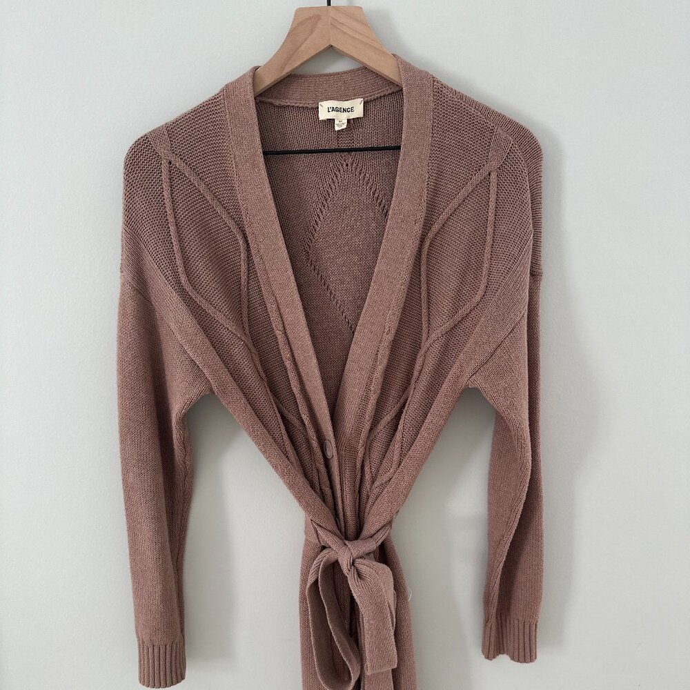 L'AGENCE Harleen Cardigan in Rusting Brown